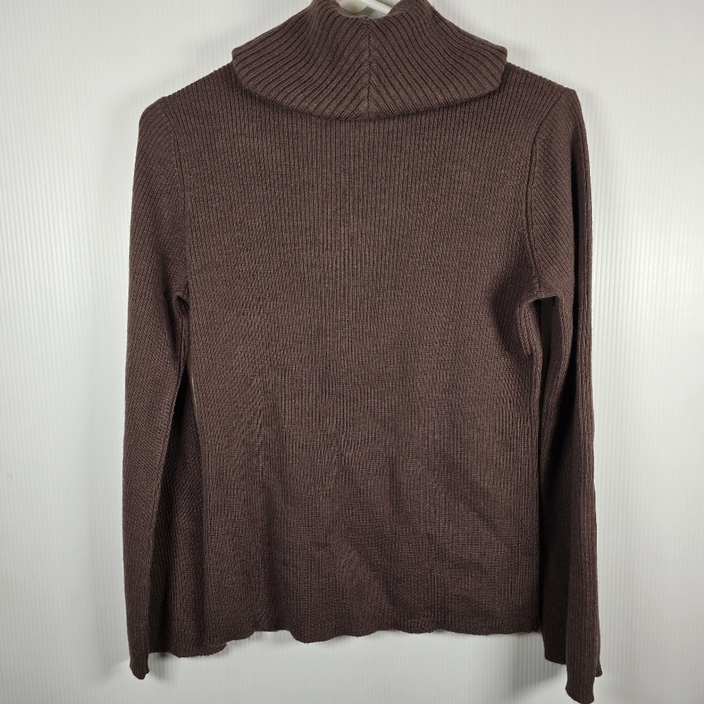Tweeds Womens Wool Chocolate Brown Cowl Neck Ribbed Long Sleeve Sweater Size M - Picture 2 of 8